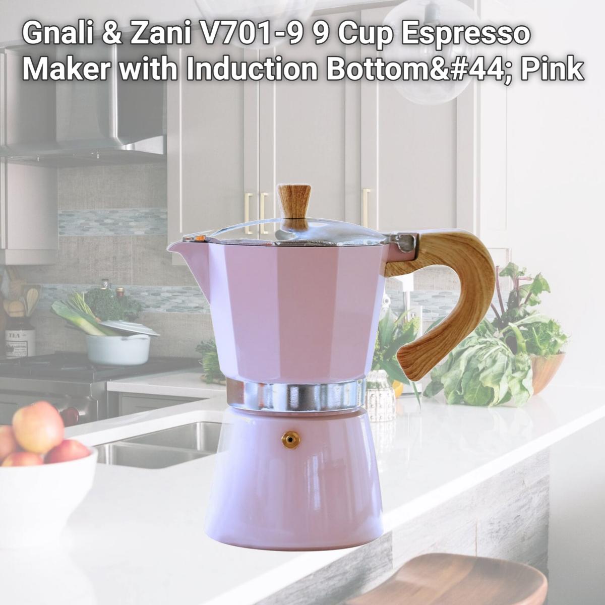 Picture of Gnali & Zani V701-9 9 Cup Espresso Maker with Induction Bottom, Pink