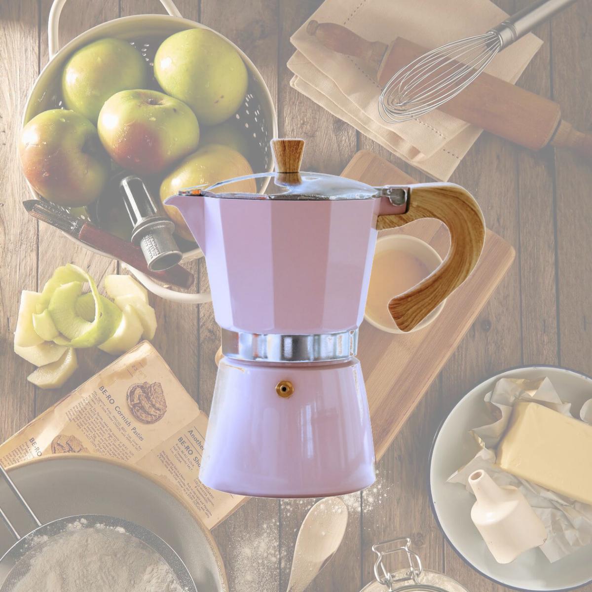 Picture of Gnali & Zani V701-9 9 Cup Espresso Maker with Induction Bottom, Pink