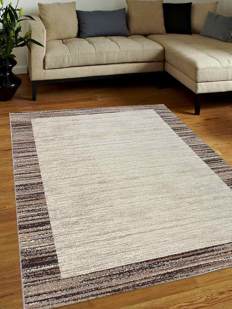 8 X 10 Ft. Contemporary Machine Woven Heatset Polypropylene Area Rug, Ivory & Beige