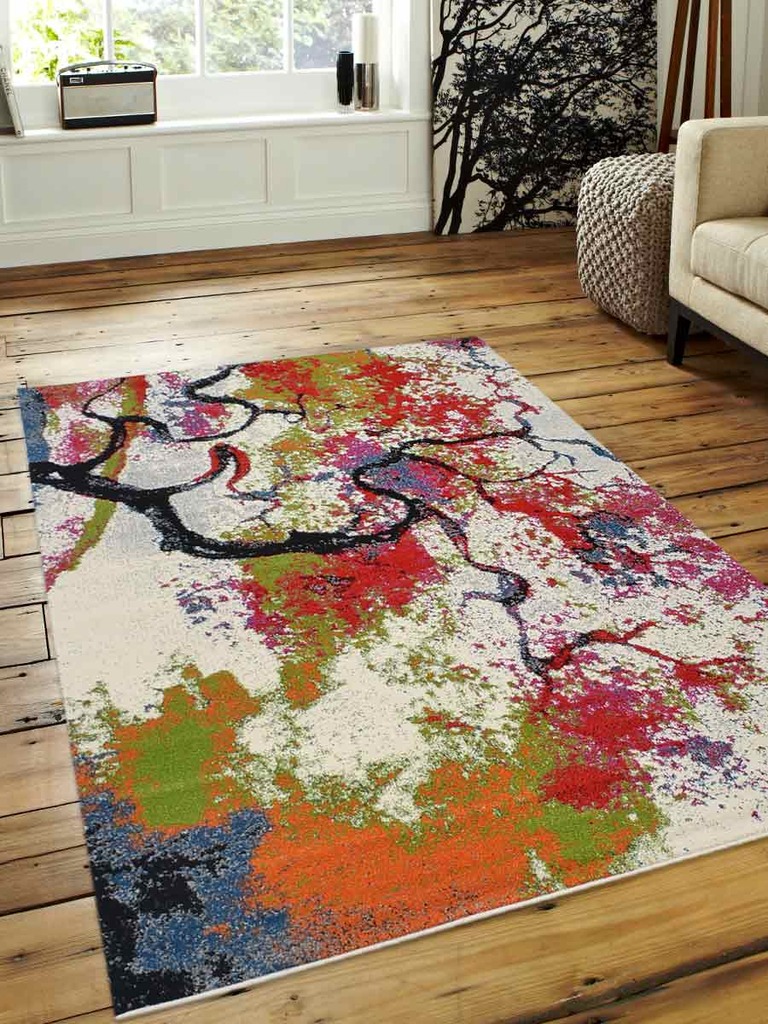 4 Ft. 4 In. X 6 Ft. 4 In. Floral Machine Woven Heatset Polypropylene Area Rug, Rainbow