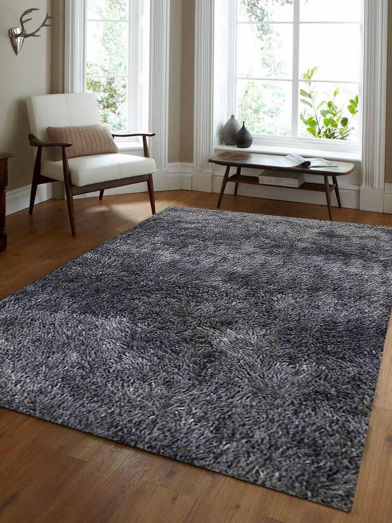 K00111t1431a9 5 X 8 Ft. Shag Solid Hand Tufted Polyester Area Rug, Gray & White
