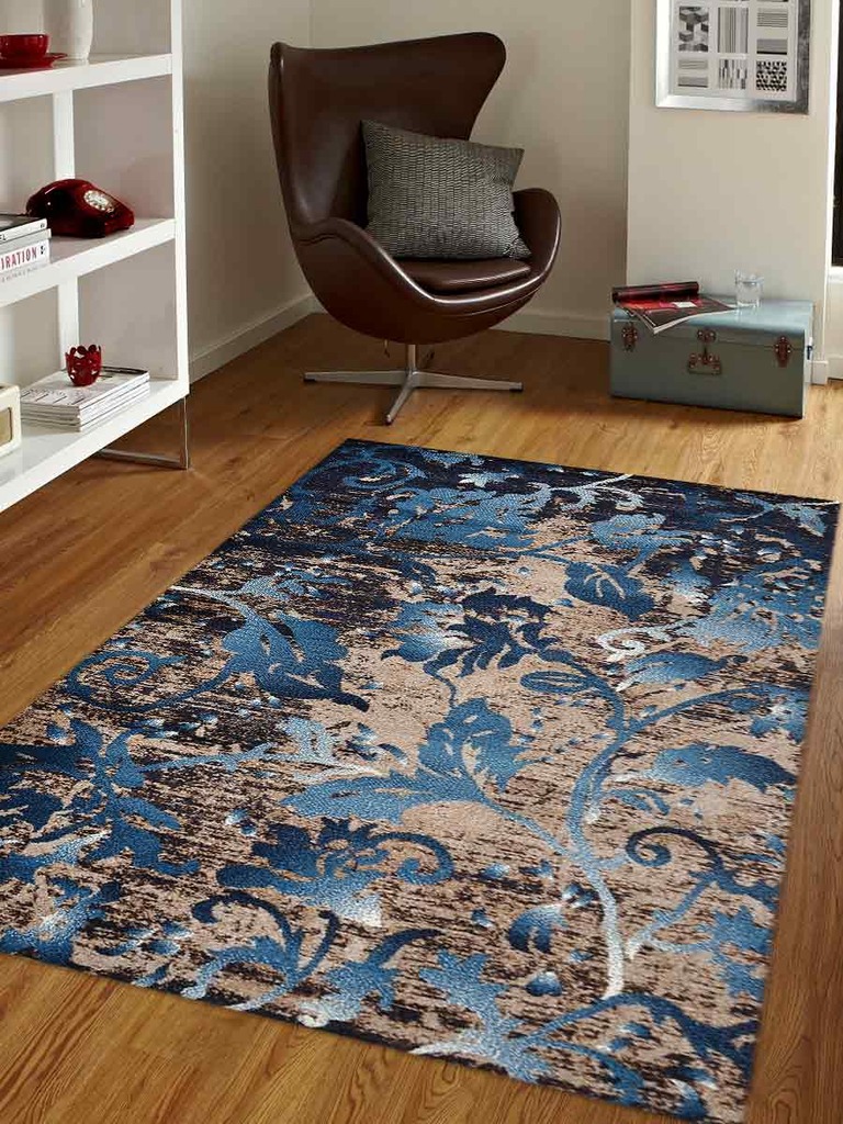 4 Ft. 4 In. X 6 Ft. 4 In. Floral Machine Woven Heatset Polypropylene Area Rug, Blue
