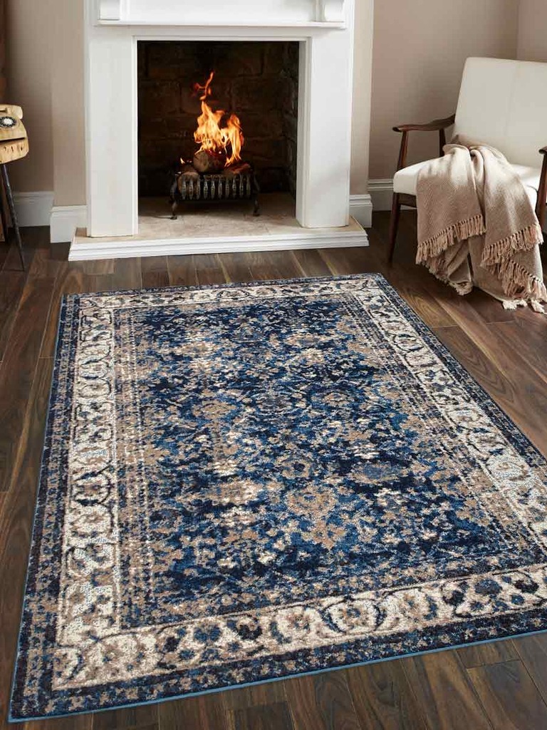 4 Ft. 4 In. X 6 Ft. 4 In. Vintage Machine Woven Heatset Polypropylene Area Rug, Ivory & Blue