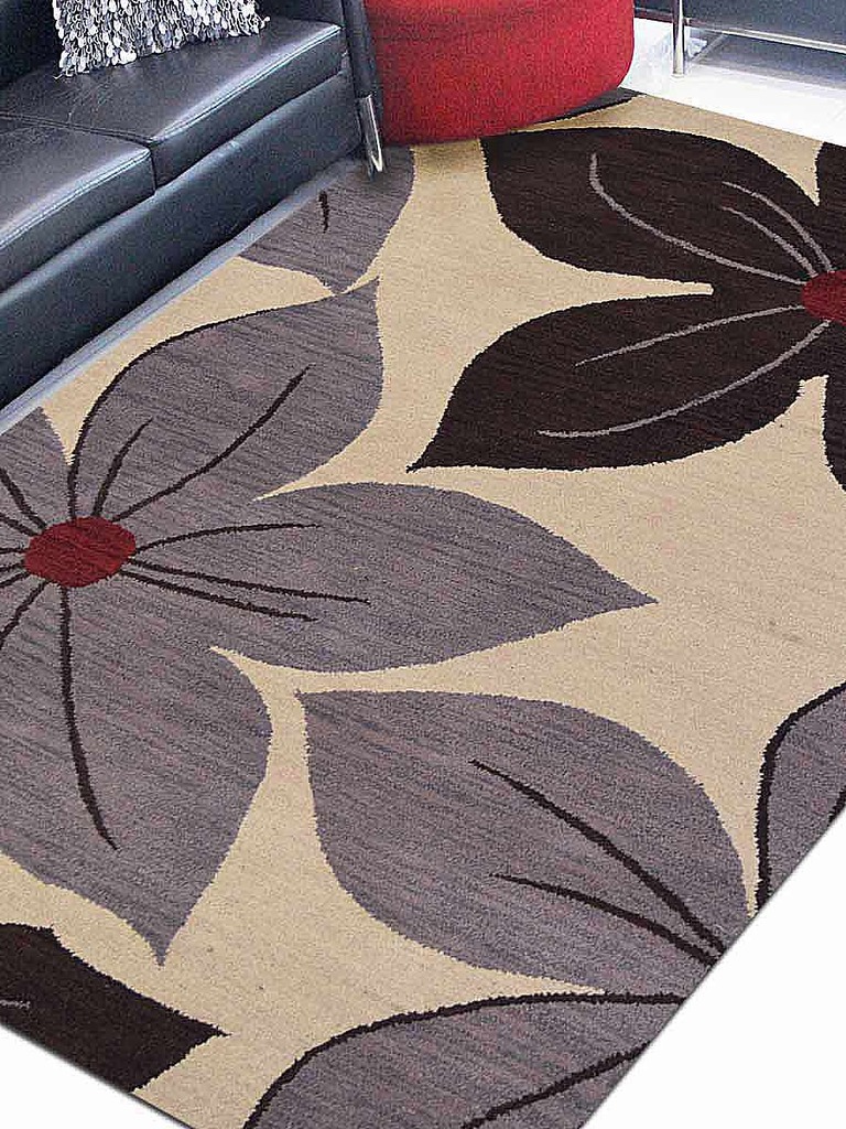 5 X 8 Ft. Floral Hand Tufted Woolen Area Rug, Cream