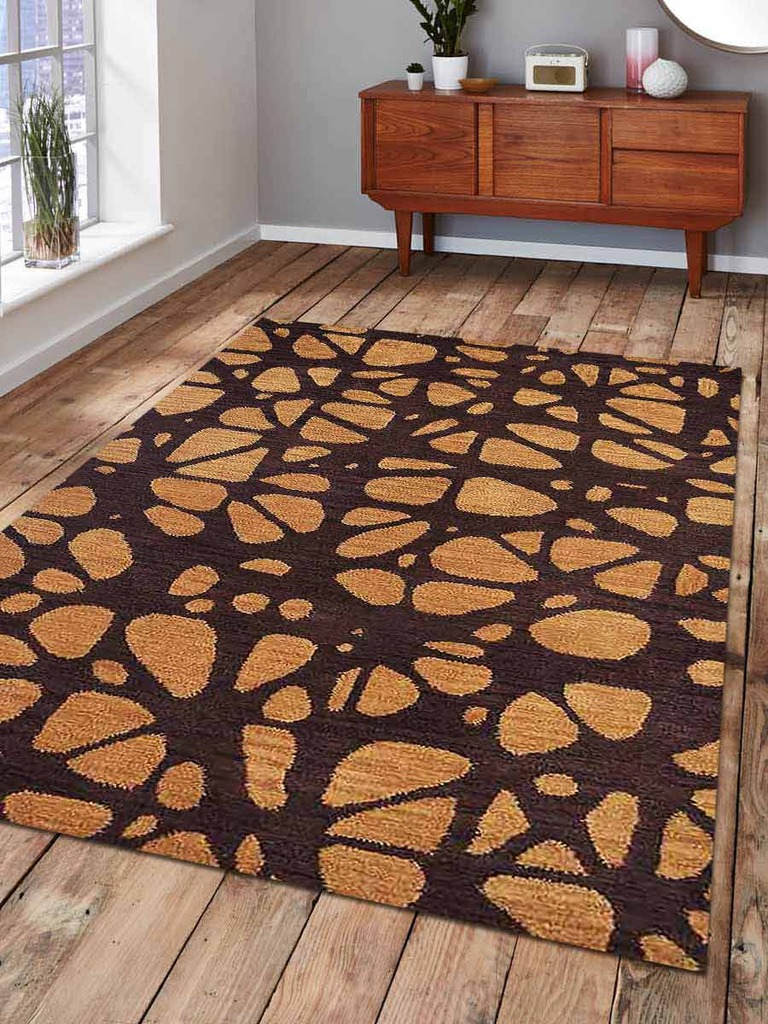 8 X 10 Ft. Contemporary Hand Tufted Woolen Area Rug, Brown & Beige