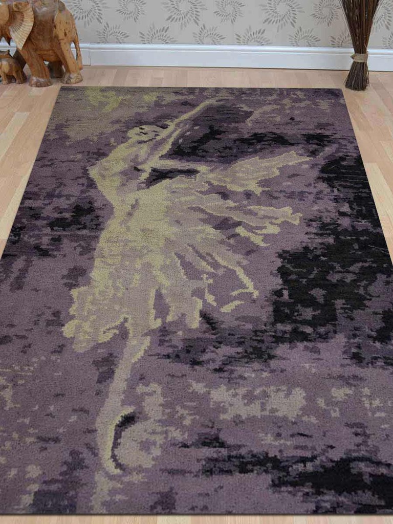 5 X 8 Ft. Contemporary Hand Knotted Woolen Area Rug, Purple