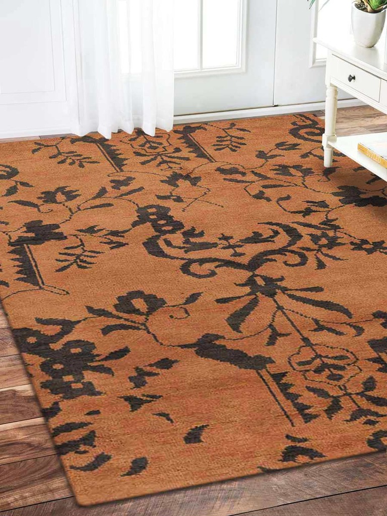 5 X 8 Ft. Floral Hand Knotted Woolen Area Rug, Beige