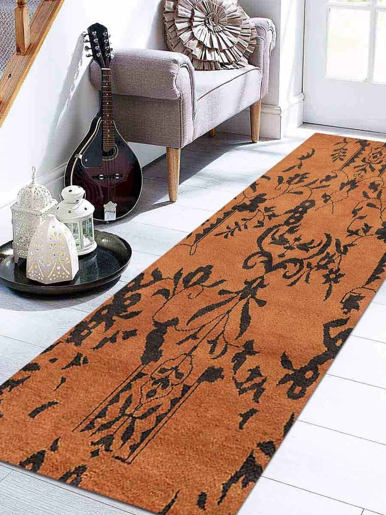2 Ft. 6 In. X 10 Floral Hand Knotted Woolen Runner Area Rug, Beige