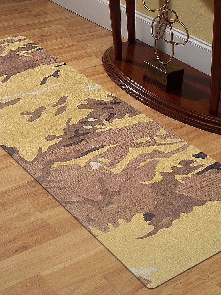2 Ft. 6 In. X 10 Ft. Contemporary Hand Tufted Woolen Runner Area Rug, Brown & Gold