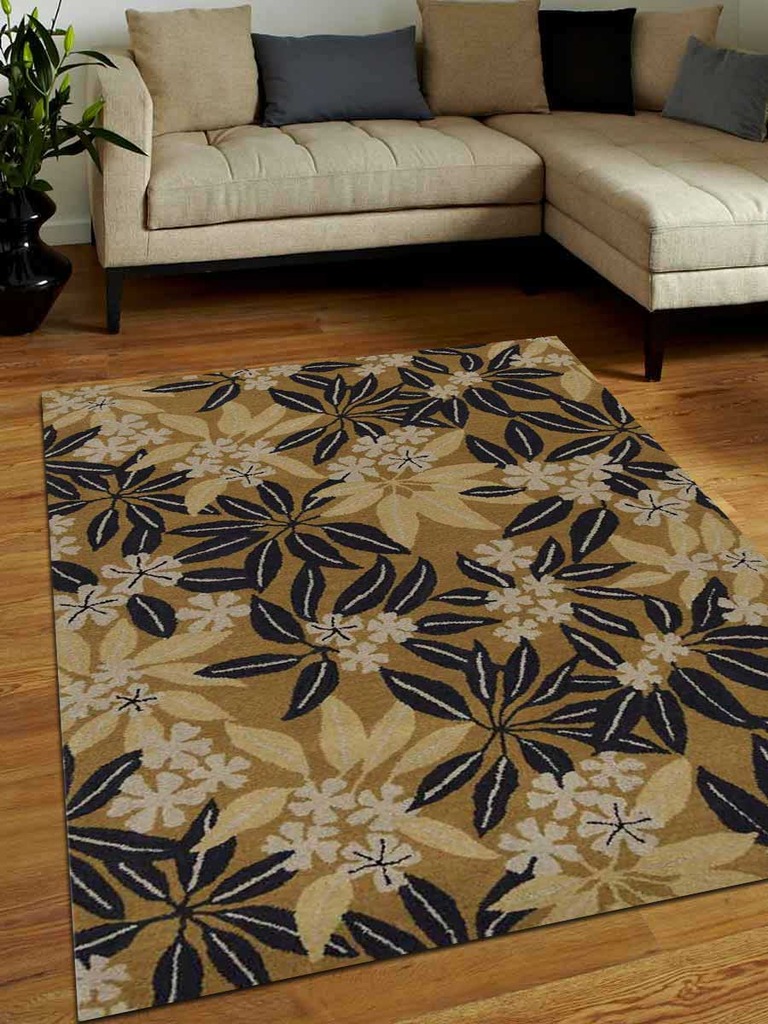 5 X 8 Ft. Floral Hand Tufted Woolen Area Rug, Gold