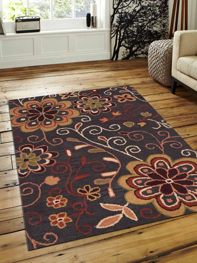 4 X 6 Ft. Floral Hand Tufted Woolen Area Rug, Charcoal