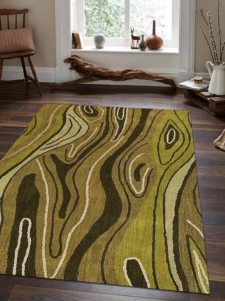 K00672t0013a9 5 X 8 Ft. Abstract Hand Tufted Woolen Area Rug, Green