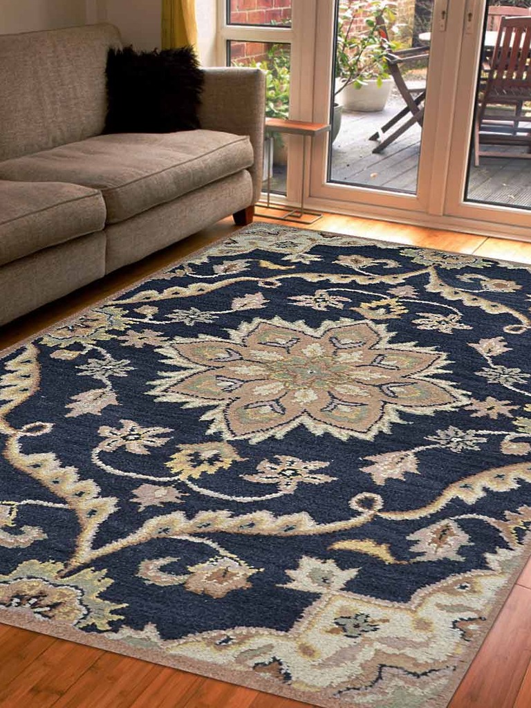 5 X 8 Ft. Floral Hand Tufted Woolen Area Rug, Charcoal