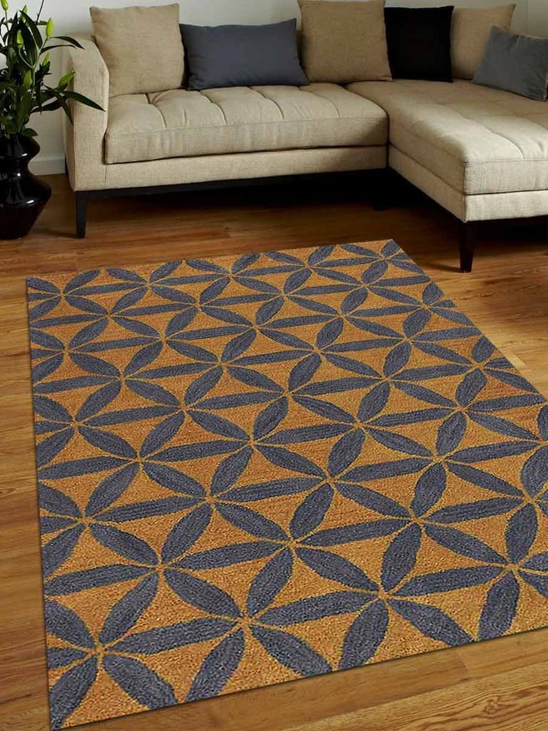 5 X 8 Ft. Geometric Hand Tufted Woolen Area Rug, Gold & Blue