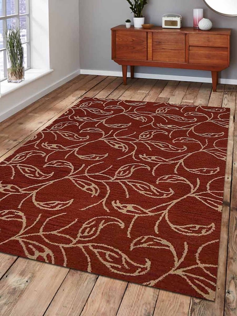 4 X 6 Ft. Floral Hand Tufted Woolen Area Rug, Red & Beige