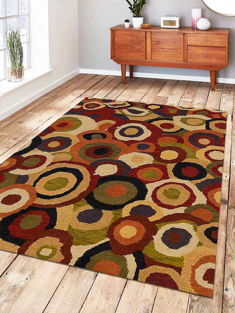 K11125850t0000a4 4 X 6 Ft. Abstract Hand Tufted Woolen Area Rug, Multicolor
