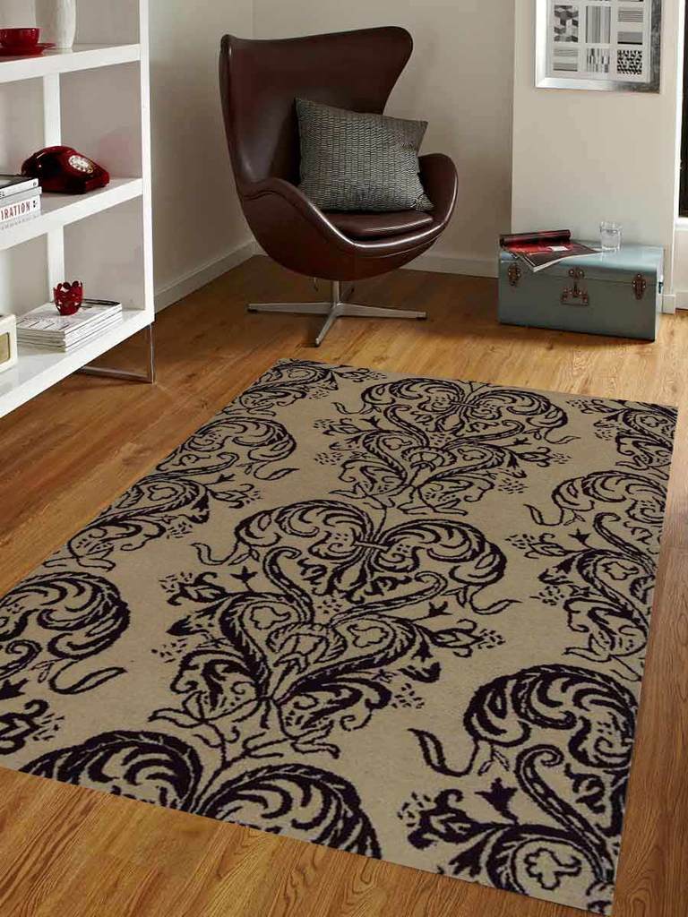 4 X 6 Ft. Floral Hand Tufted Woolen Area Rug, Cream & Brown