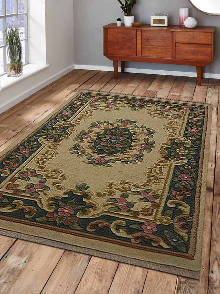 2 X 3 Ft. Oriental Hand Knotted Persian Aras Wool Area Rug, Ivory & Green