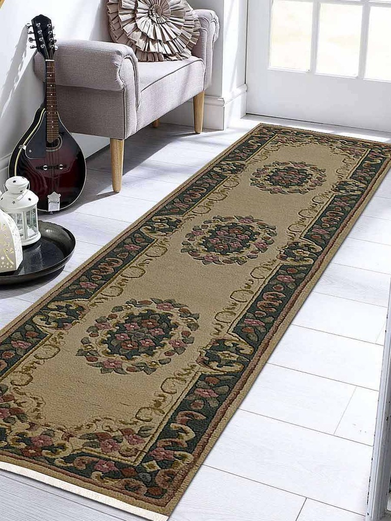 2 Ft. 6 In. X 10 Ft. Oriental Hand Knotted Persian Aras Wool Area Rug, Ivory & Green