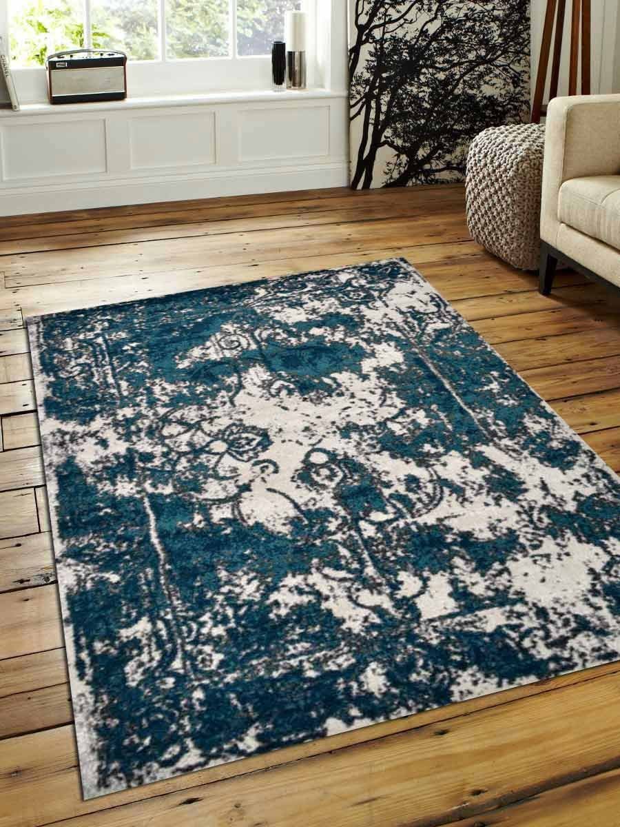 4 X 6 Ft. Machine Woven Heatset Polypropylene Area Rug, Ivory & Blue