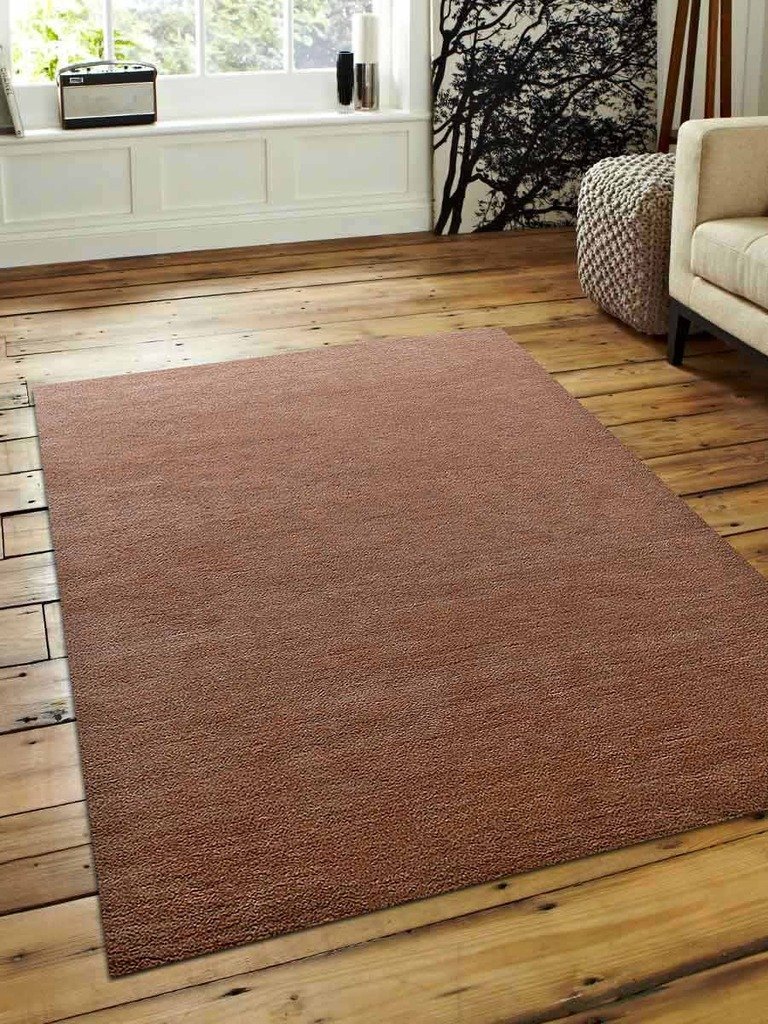 5 X 8 Ft. Hand Knotted Loom Woolen Area Rug, Solid Light Brown