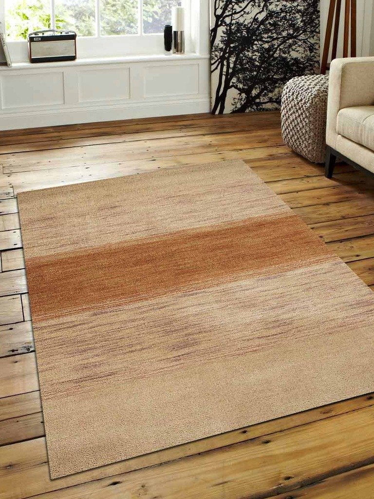 5 X 8 Ft. Hand Knotted Loom Woolen Area Rug, Beige - Contemporary