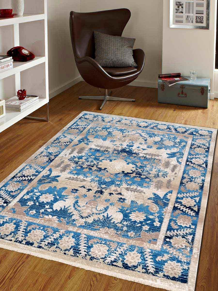 3 Ft. 11 In. X 5 Ft. 10 In. Machine Woven Crossweave Polyester Rectangle Oriental Area Rug, Blue