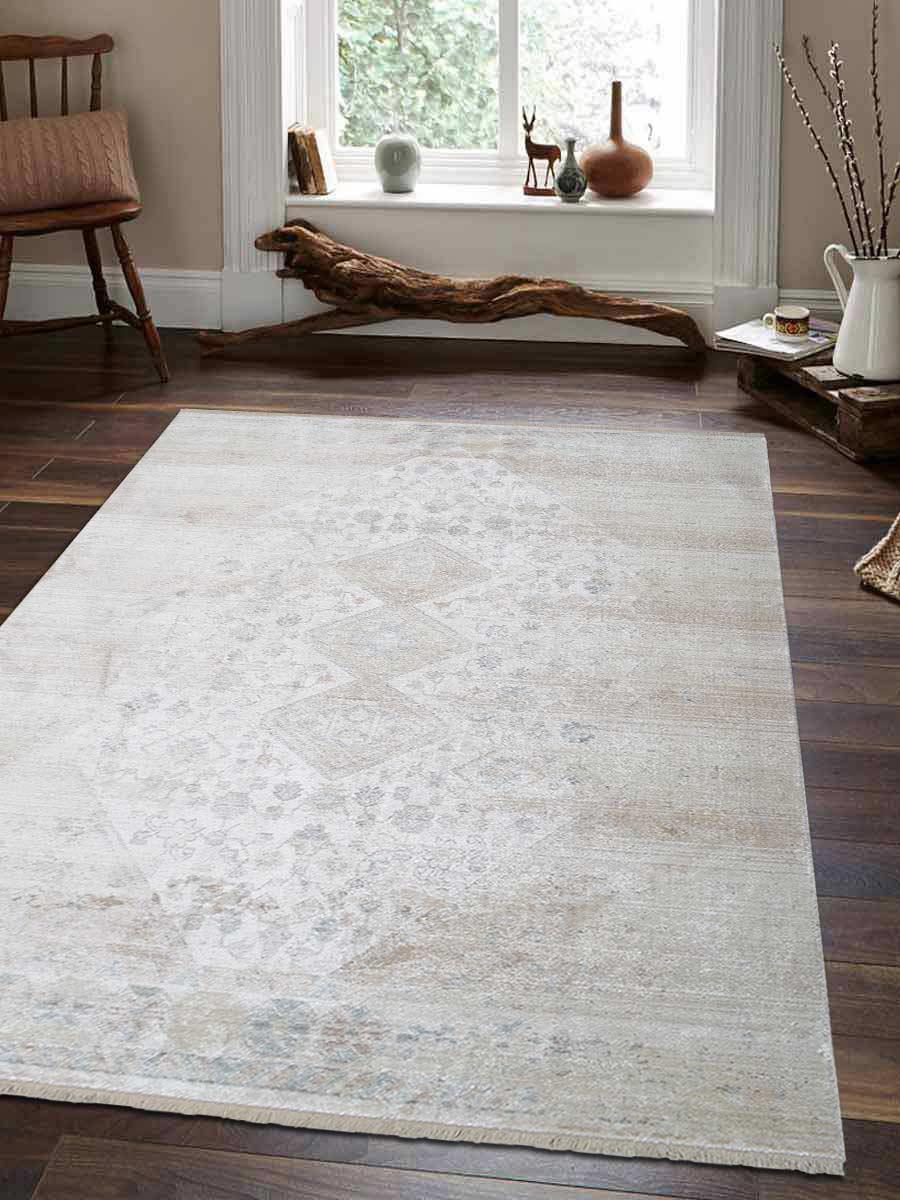 4 Ft. X 5 Ft. 11 In. Machine Woven Polypropylene Turkish Oriental Rectangle Area Rug, Cream