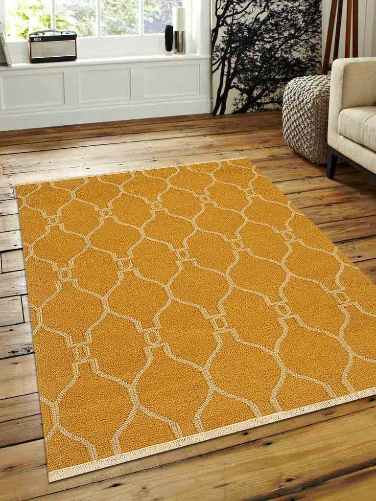 4 X 6 Ft. Hand Weave Kelim Wool Area Rug, Gold - Contemporary