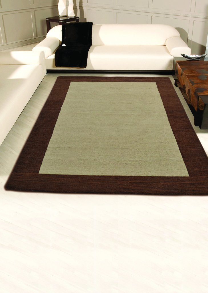 5 X 8 Ft. Hand Tufted Wool Area Rug, Solid Beige & Brown