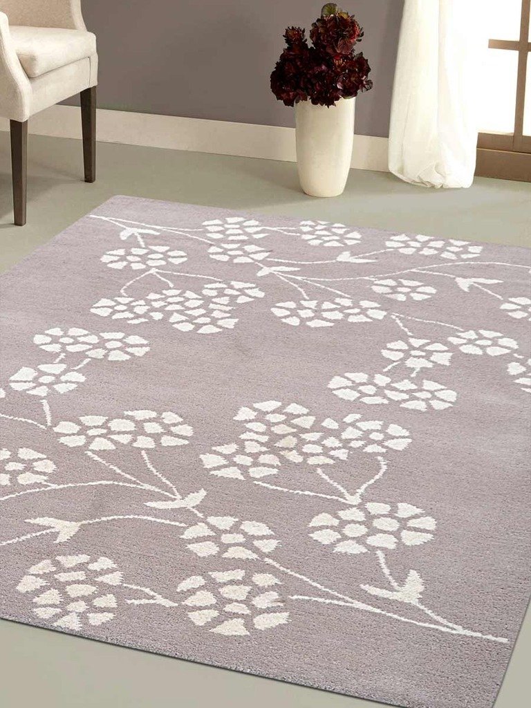 5 X 8 Ft. Hand Tufted Woolen Area Rug, Beige & White - Floral