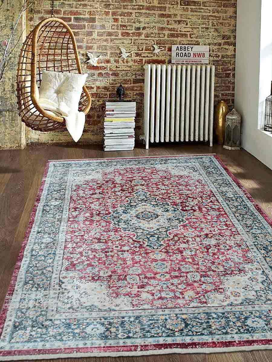 4 Ft. X 5 Ft. 11 In. Machine Woven Polyester Turkish Oriental Rectangle Area Rug, Red