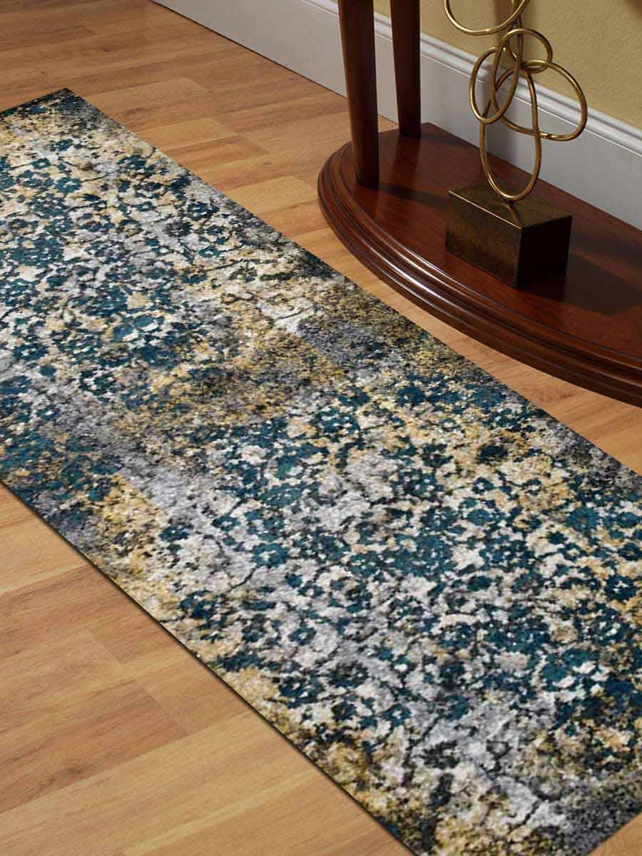 Get My Rugs Mx0011m3203g93 3 Ft. 2 In. X 10 Ft. Machine Woven Polypropylene Runner Rug, Turkish Floral - Silver Blue