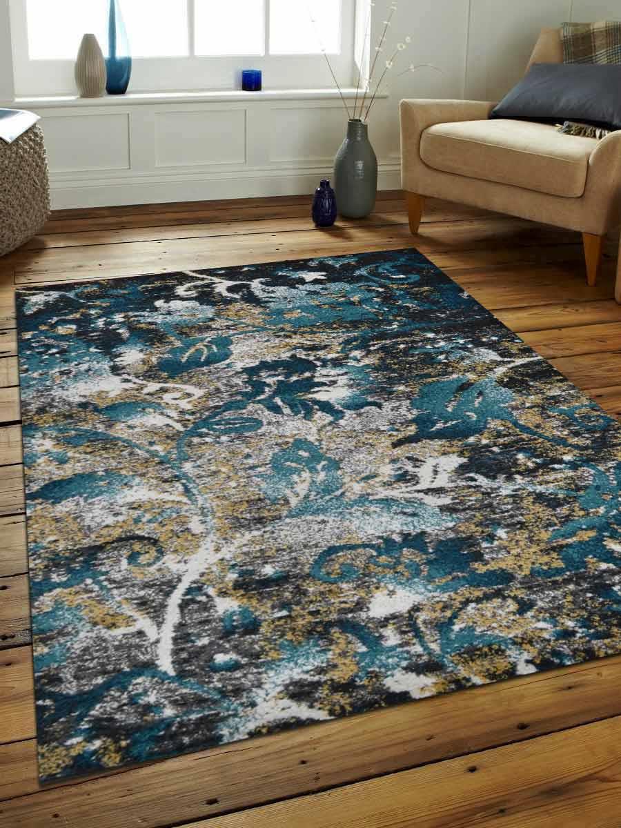 Get My Rugs Mx0014m3203a15 8 X 10 Ft. Machine Woven Polypropylene Area Rug, Turkish Floral - Silver Blue