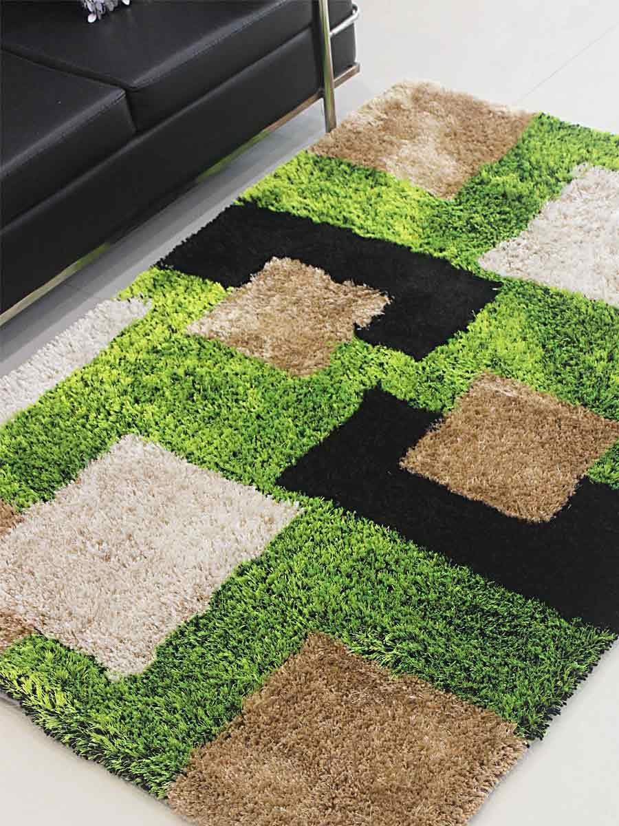 Get My Rugs K00012t1301a11 6 X 9 Ft. Hand Tufted Polyester Shag Area Rug, Geometric - Green Beige