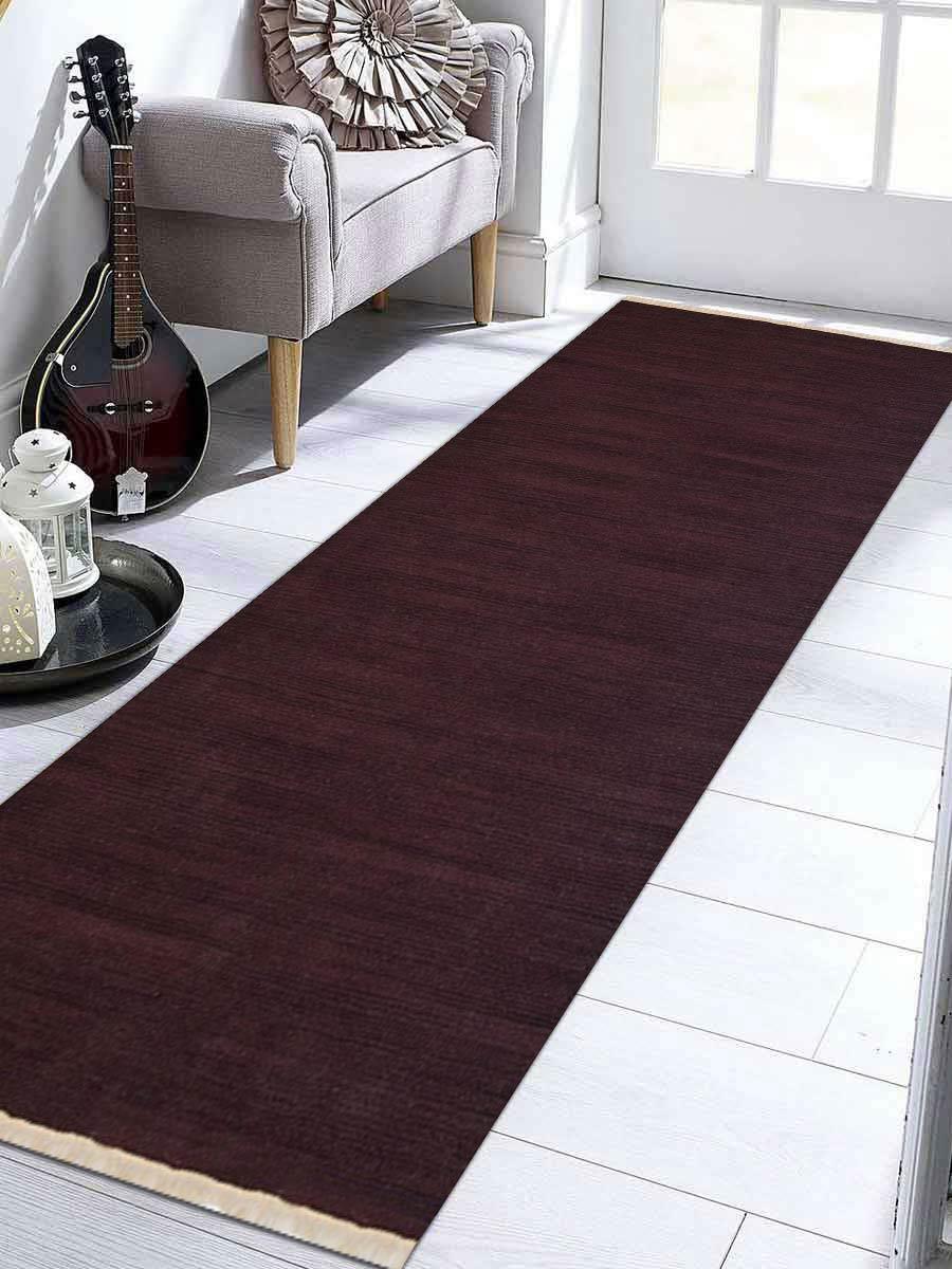Get My Rugs D00111h0043g84 3 X 13 Ft. Hand Woven Flat Weave Kilim Wool Runner Area Rug, Contemporary - Plum