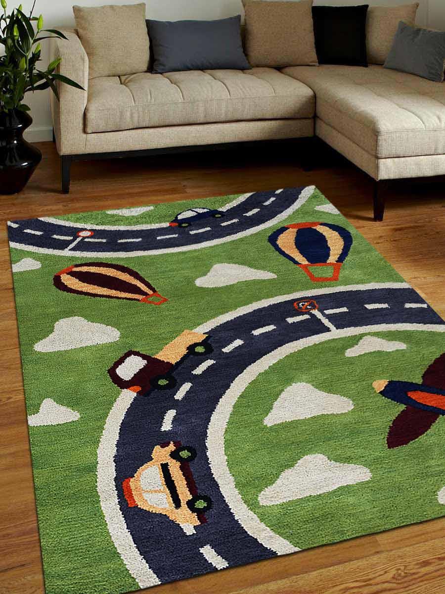 Usk03007t0013a1 3 X 5 Ft. Hand Tufted Woolen Kids Area Rug - Green