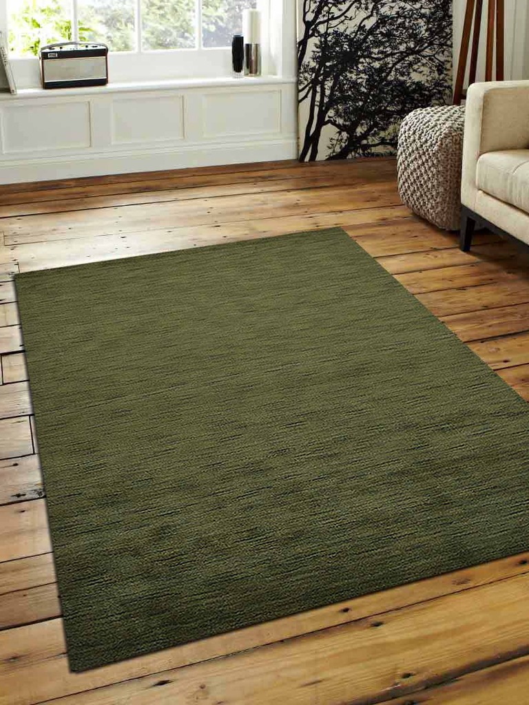 6 X 9 Ft. Solid Hand Knotted Loom Woolen Solid Area Rug, Green