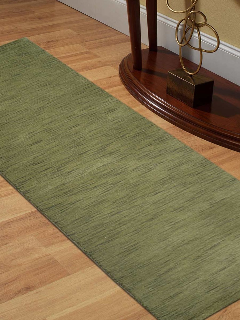 2 Ft. 8 In. X 10 Ft. Solid Hand Knotted Loom Woolen Solid Area Rug, Green
