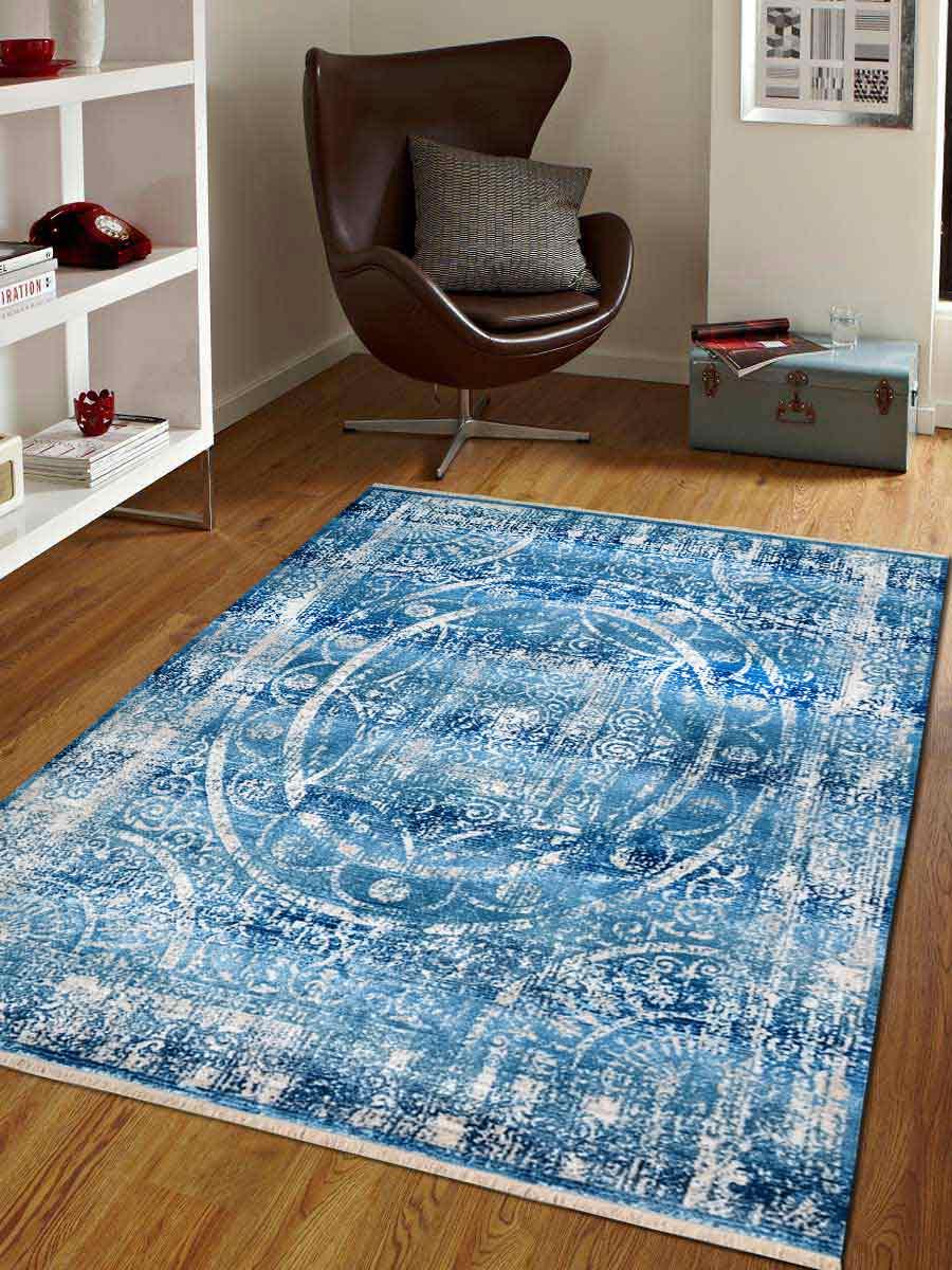 Usm00078c0003a11 Machine Woven Crossweave Polyester 6 X 9 Ft. Oriental Area Rug, Blue