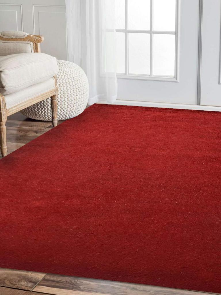 10 X 10 Ft. Solid Hand Knotted Loom Wool Area Rug, Red
