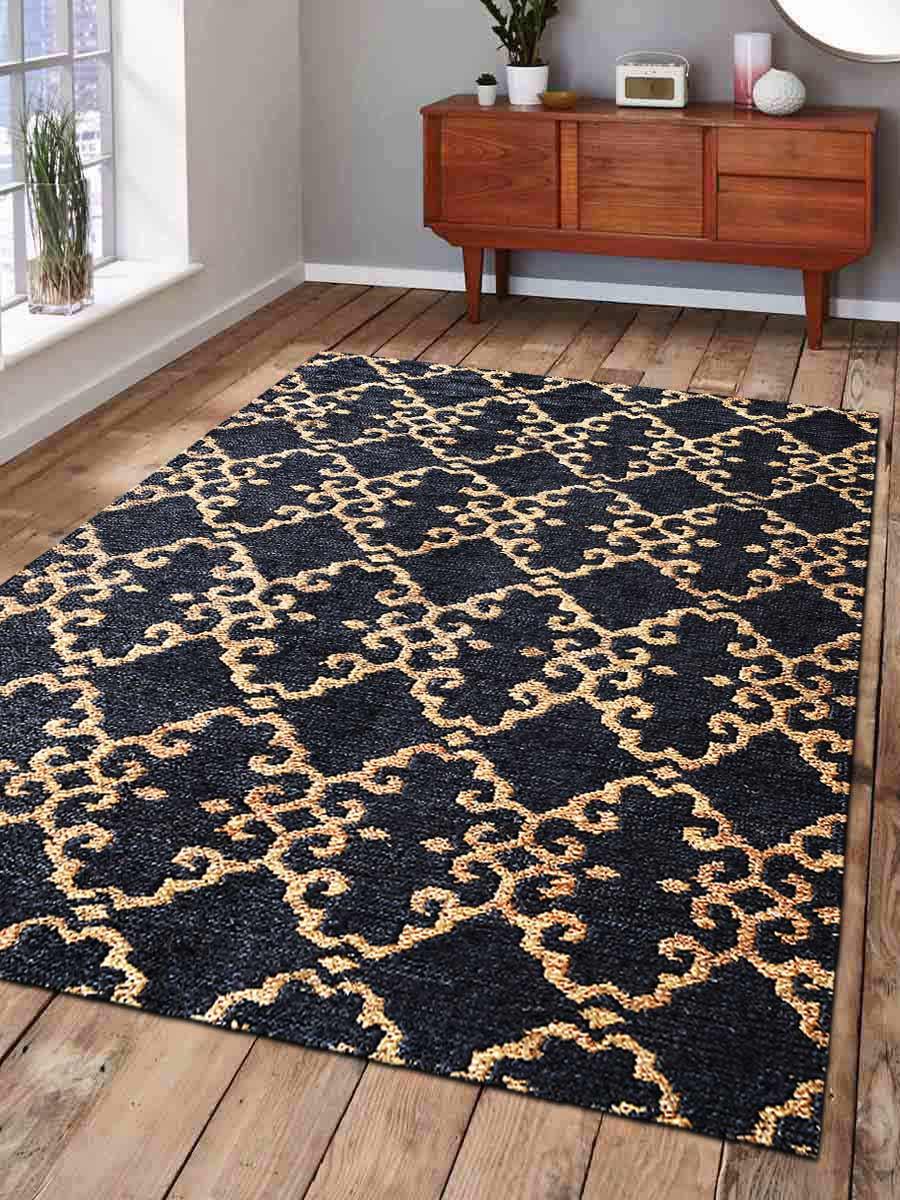 Usj00015s0601a11 Hand Knotted Sumak Jute 6 X 9 Ft. Eco-friendly Contemporary Area Rug, Charcoal & Beige