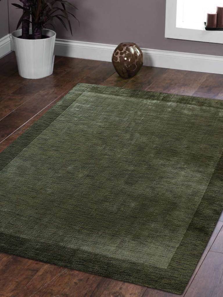 5 X 8 Ft. Contemporary Hand Knotted Loom Wool Area Rug, Green