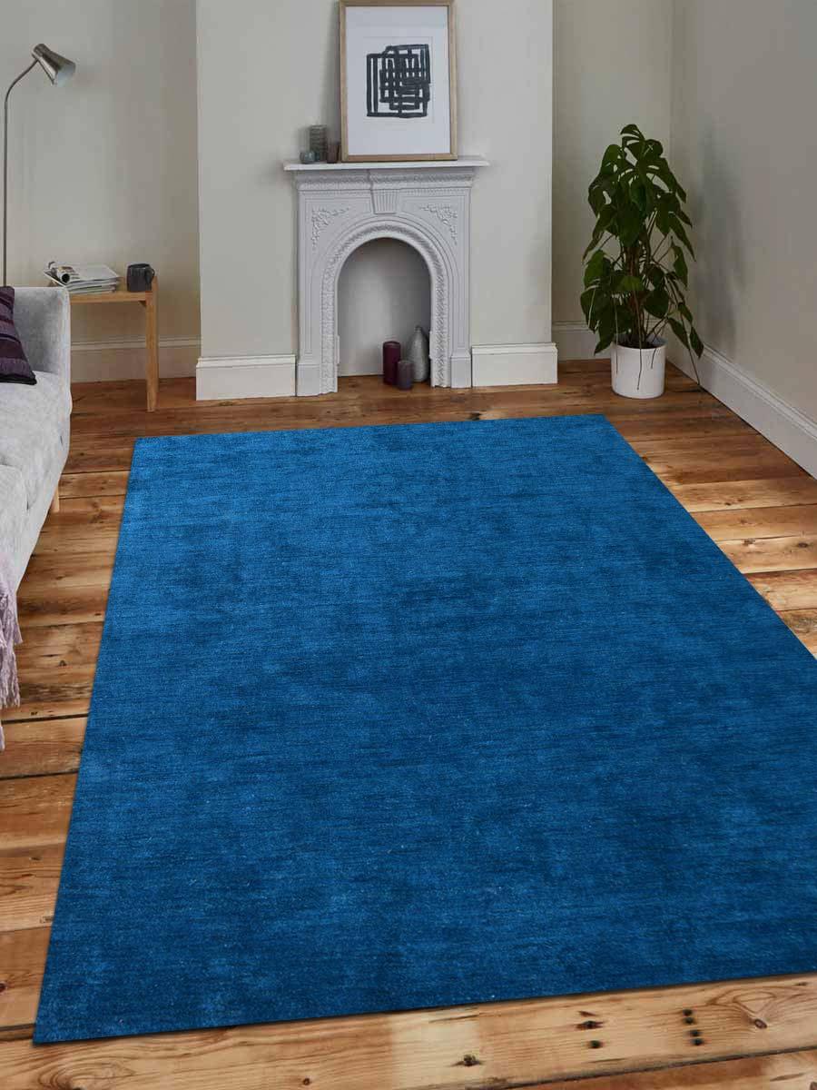 Usls0111l0003a11 Hand Knotted Gabbeh Silk 6 X 9 Ft. Solid Area Rug, Blue