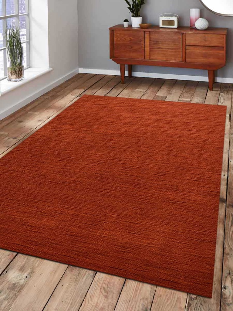 6 Ft. 7 In. X 9 Ft. 10 In. Solid Hand Knotted Loom Wool Area Rug, Light Red