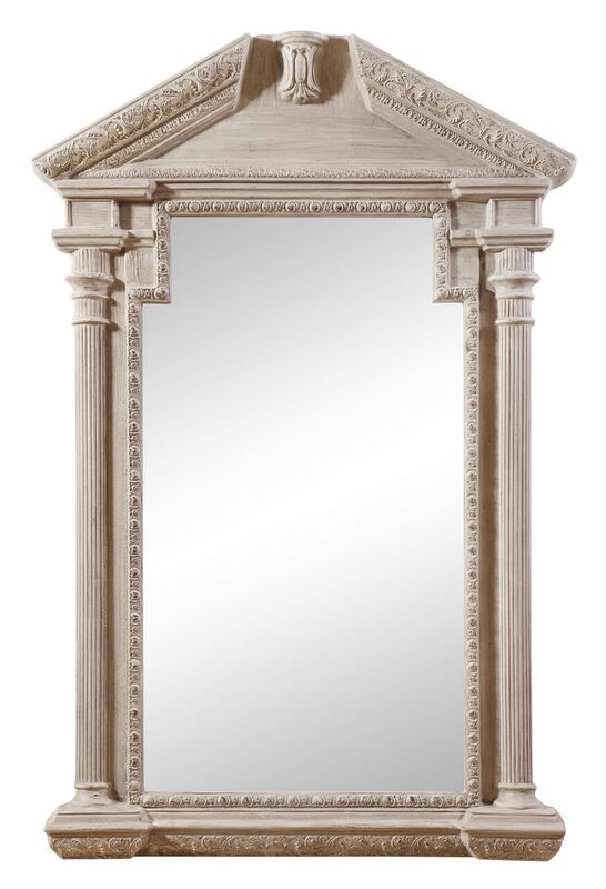 G293 56.3 X 4.9 X 87 In. Walter Floor Mirror, Antique White Wood