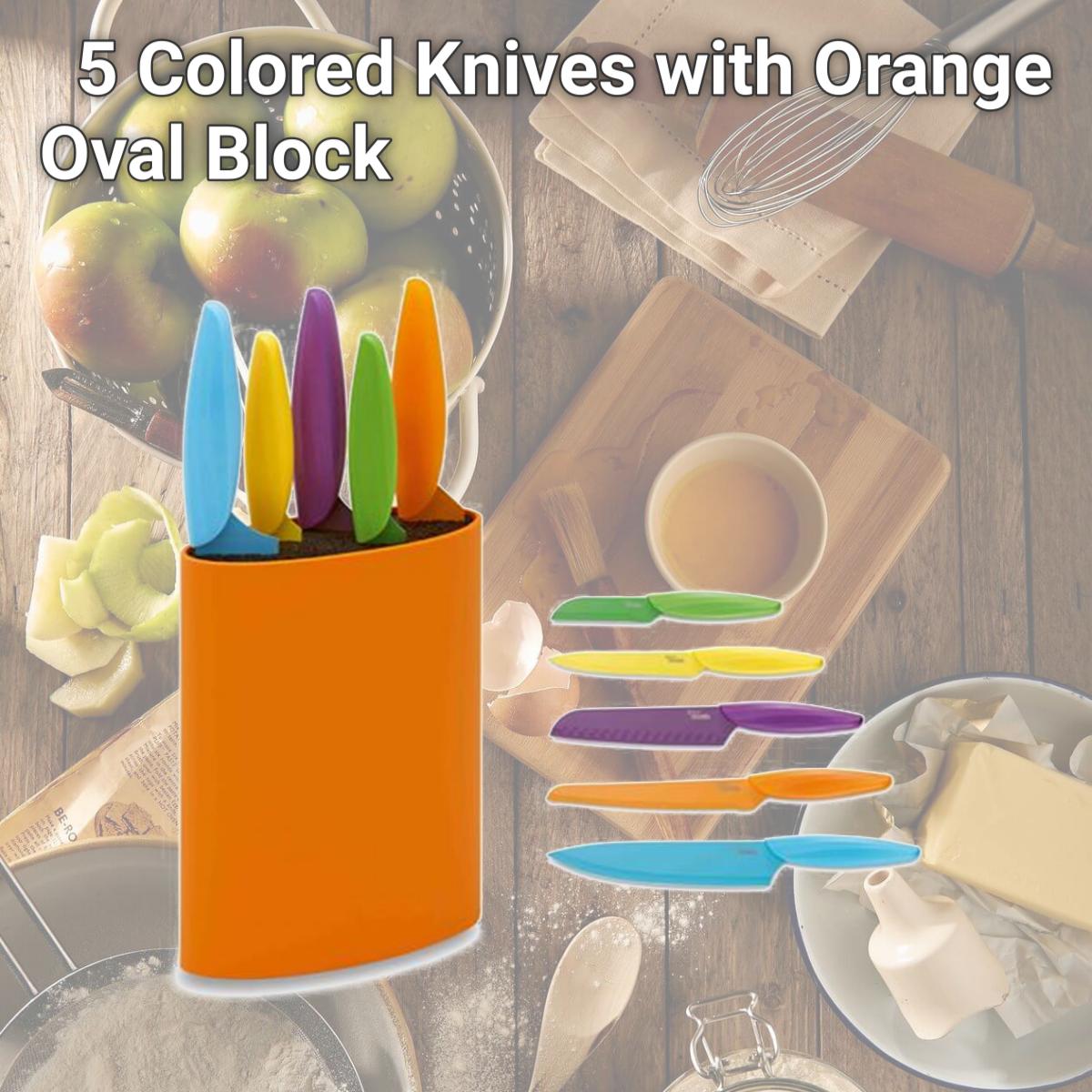 Picture of Ausonia A096423 5 Colored Knives with Orange Oval Block