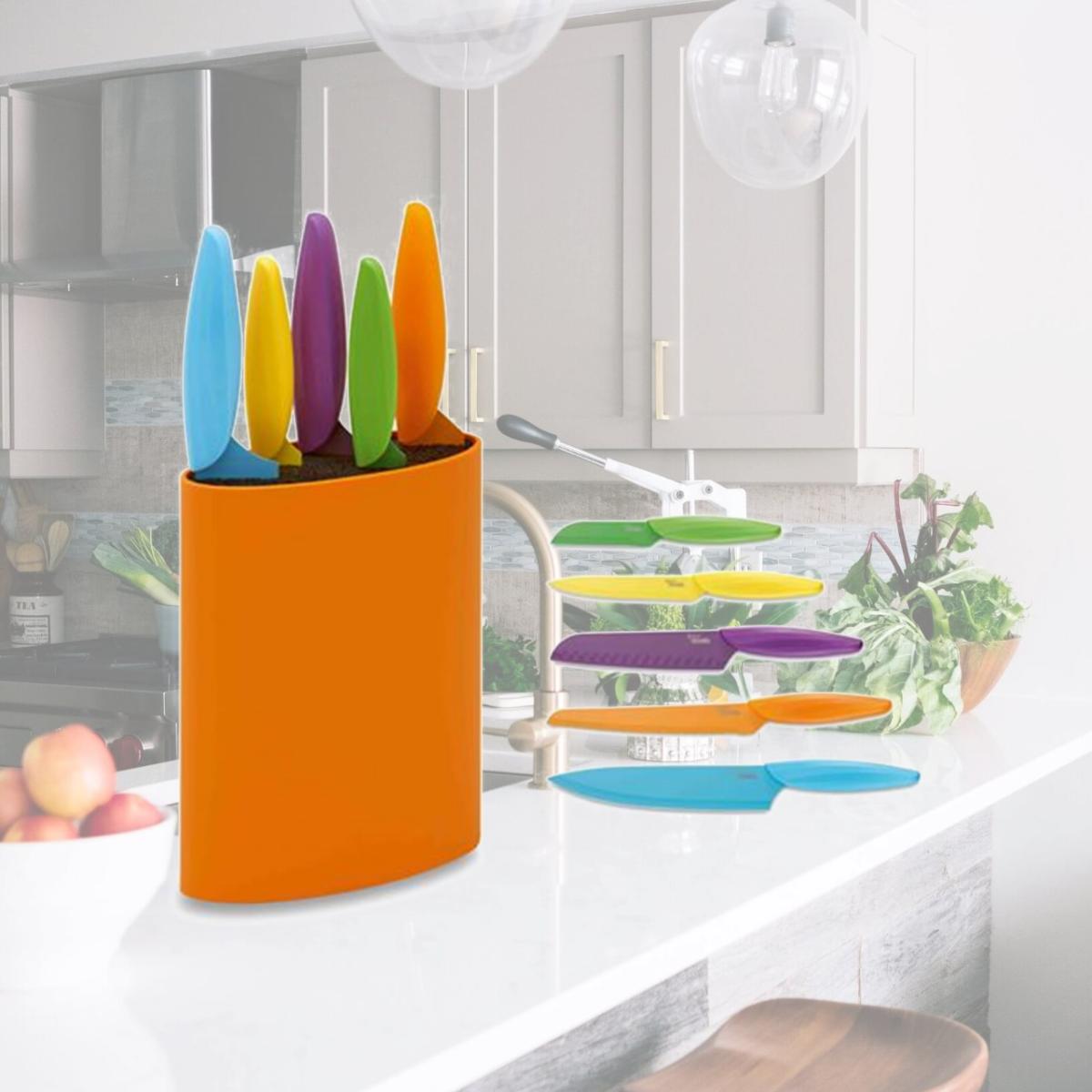 Picture of Ausonia A096423 5 Colored Knives with Orange Oval Block