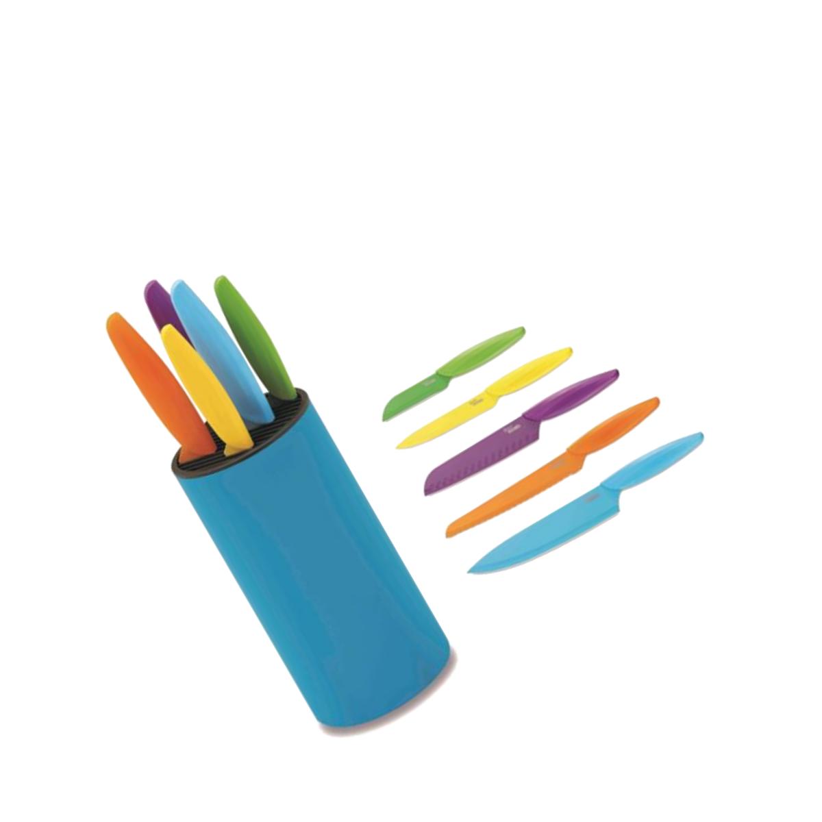 Picture of Ausonia A096425 5 Colored Knives with Blue Block
