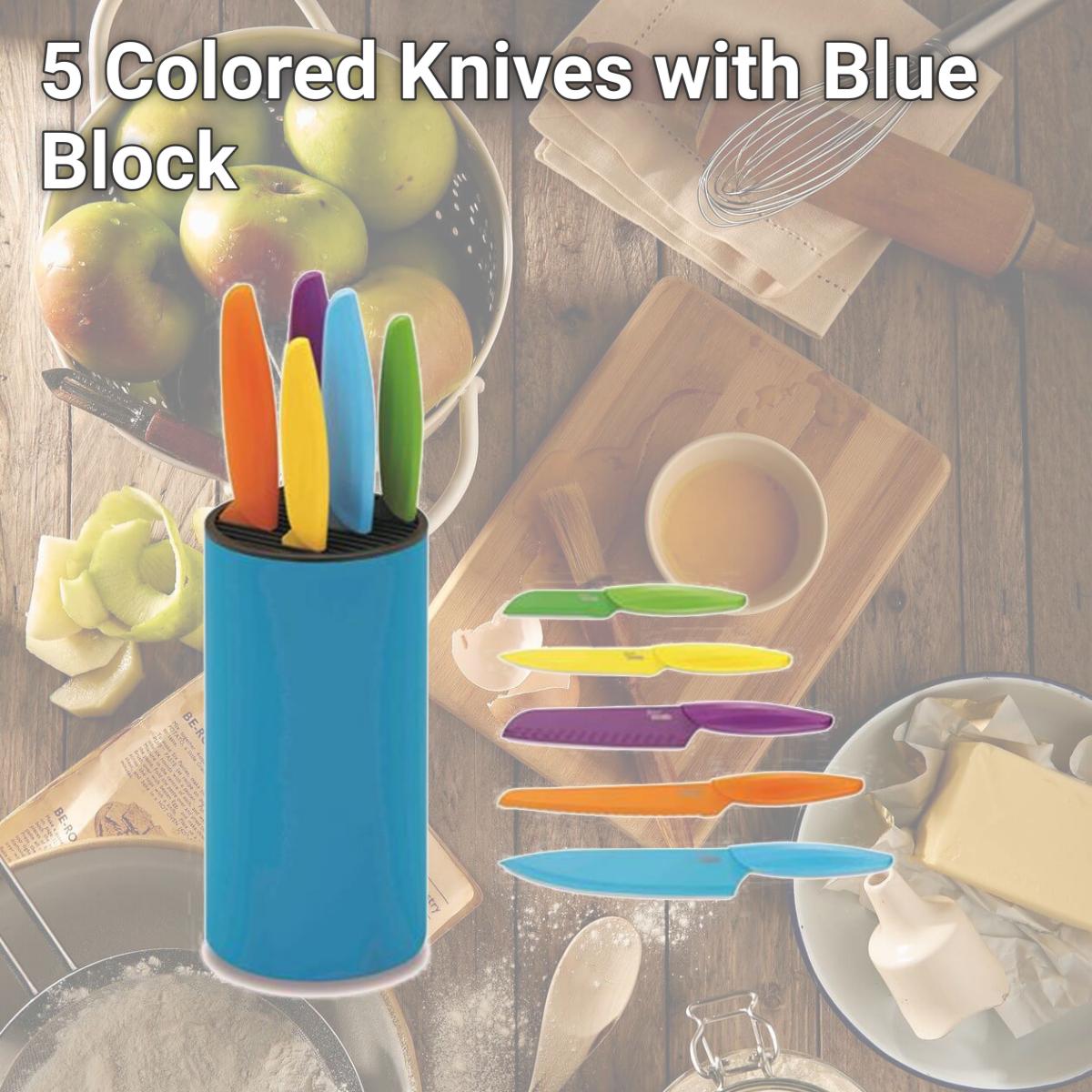 Picture of Ausonia A096425 5 Colored Knives with Blue Block